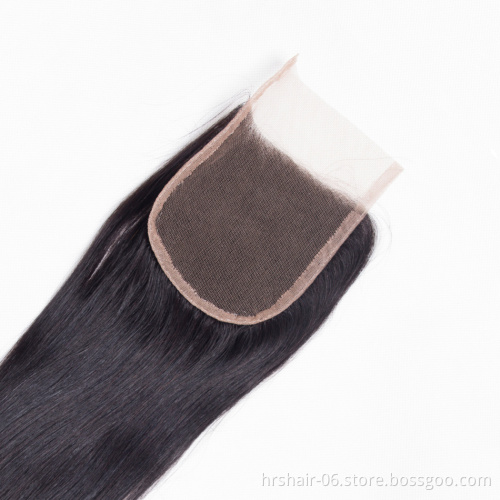 7A Malaysian virgin hair lace closure straight human hair closure, human hair bundle with closure